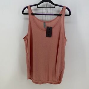 Spark Tank Top Womens XL Pink Scoop‎ Neck Curved Hem Basic Casual Breathable NWT